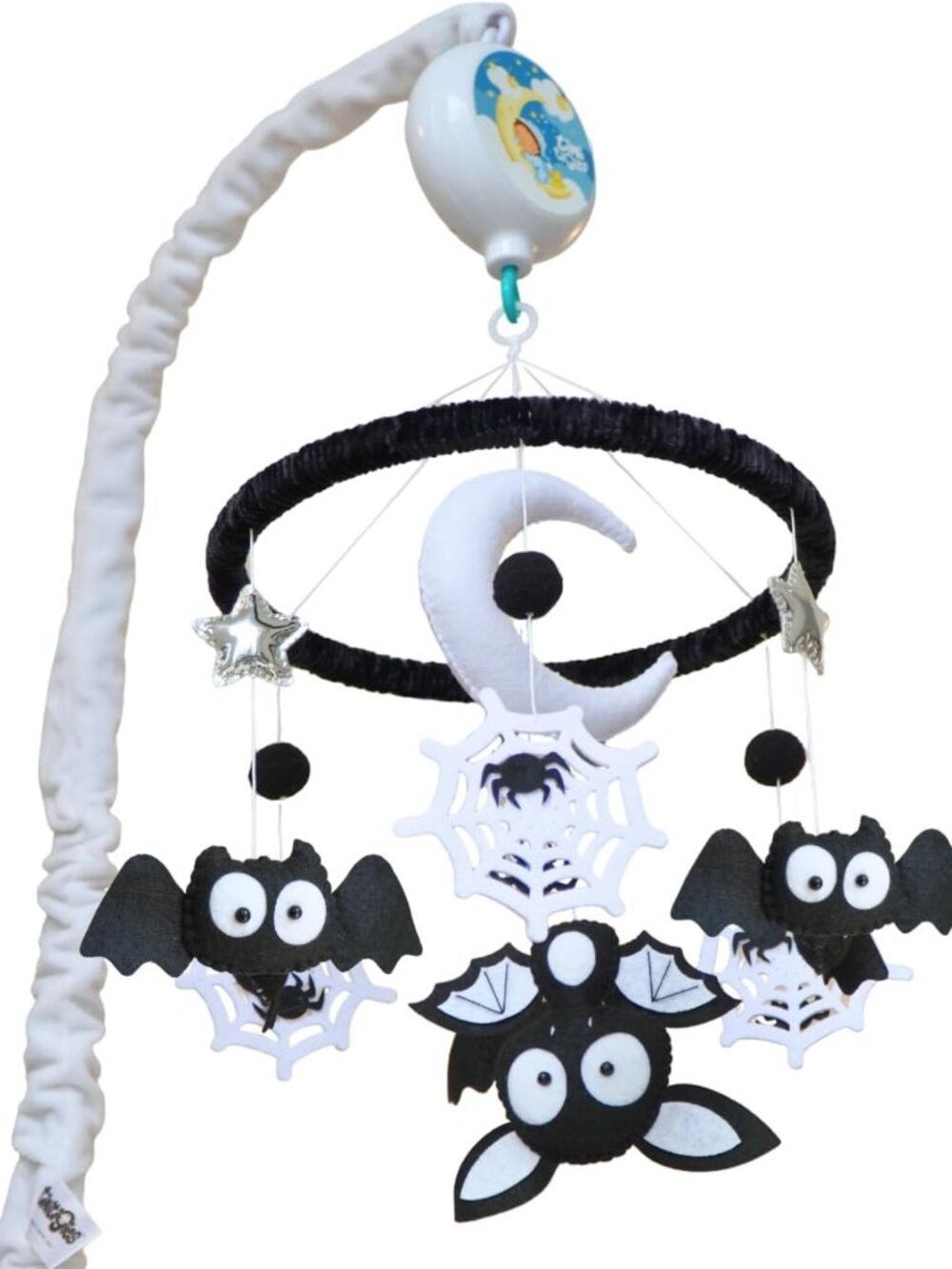 High Contrast Black & White Crib Mobile with Music | Gothic Halloween Decor